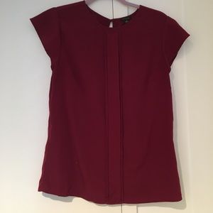 Ann Taylor dark red double pleated blouse